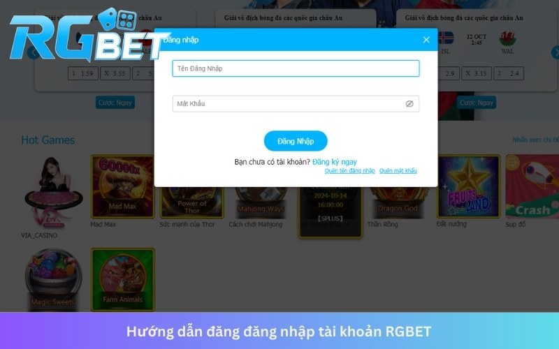 Hướng dẫn đăng đăng nhập tài khoản RGBET